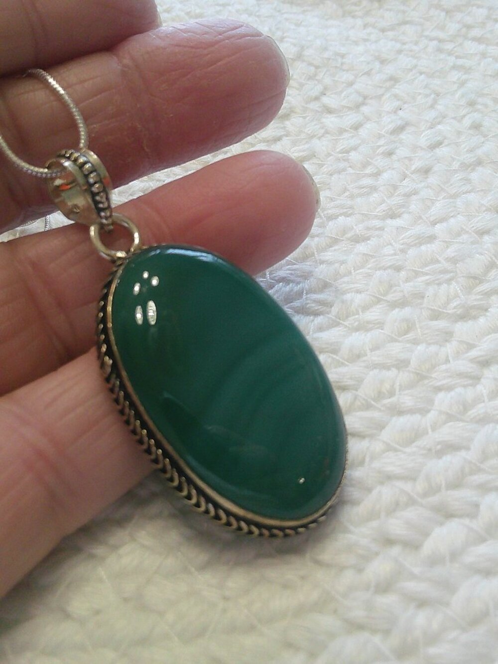 Gorgeous GREEN BOTSWANA AGATE Handmade Sterling 925 Pendant/Chain #334F